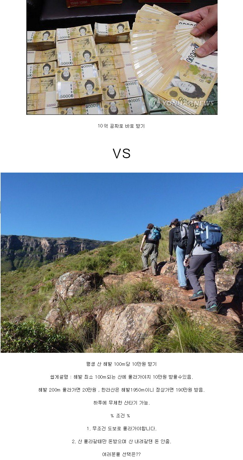 10억 받기 vs 평생 산 100m당 10만원 받기 | 인스티즈