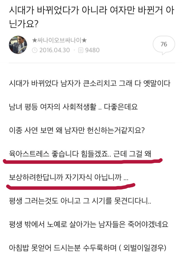 시대가 바뀌었다가 아니라 여자만 바뀐거 아닌가요? 어머니생각하면 참.. | 인스티즈